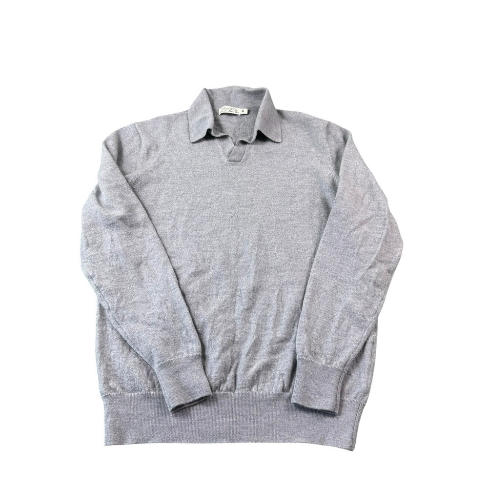 Collars & Co. Gray Australian Merino Wool Men's Buttonless Jumper Polo Sweater M